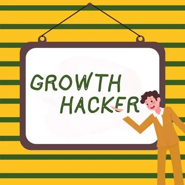 Text caption presenting Growth Hacker. Business idea generally to acquire as Stock Illustration