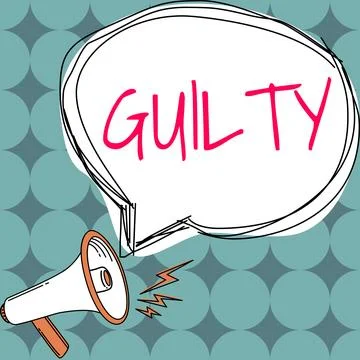 Text caption presenting Guilty. Business overview culpable of or responsible for Stock Illustration