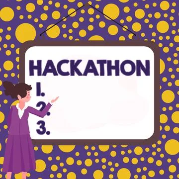 Text caption presenting Hackathon. Business concept event where large number of Stock Illustration