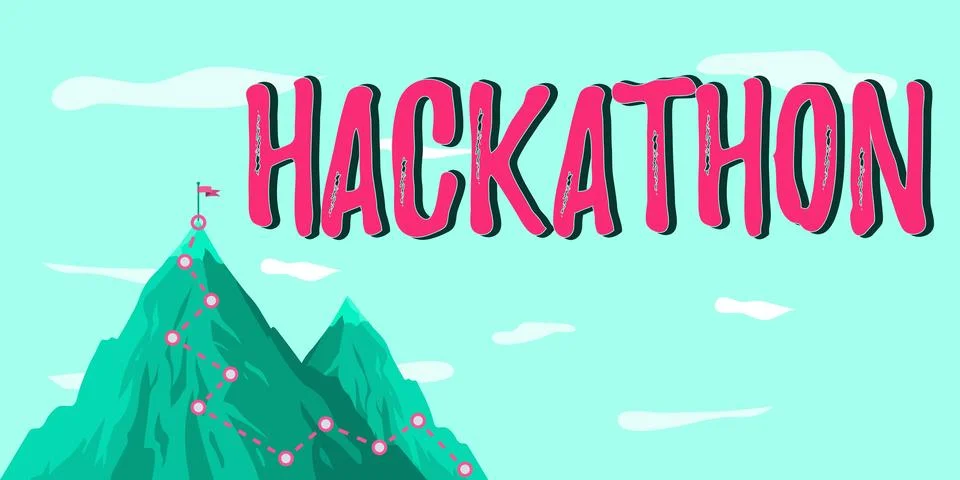 Text caption presenting Hackathon. Business idea event where large number of Stock Illustration