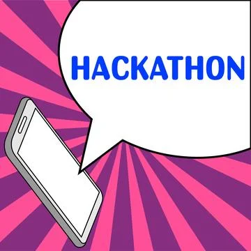 Text caption presenting Hackathon. Business approach event where large number of Stock Illustration