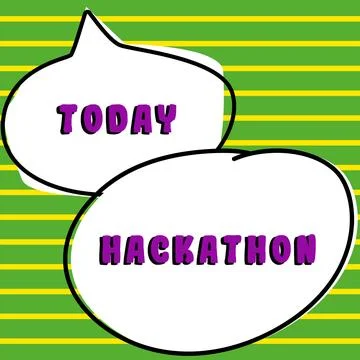 Text caption presenting Hackathon. Word for event where large number of people Stock Illustration