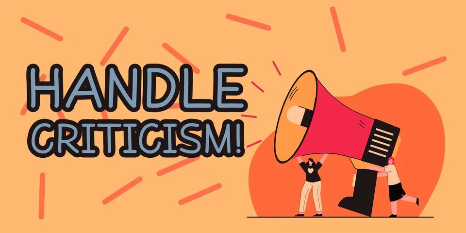 Text caption presenting Handle Criticism. Business overview process of Illustration