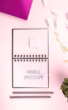 Text caption presenting Handle Criticism. Concept meaning process of Photos