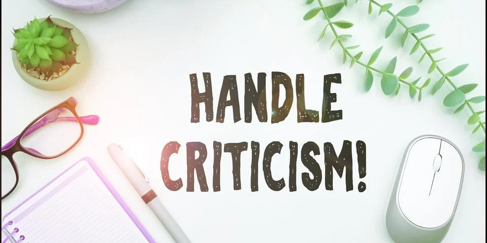 Text caption presenting Handle Criticism. Business concept process of Photos
