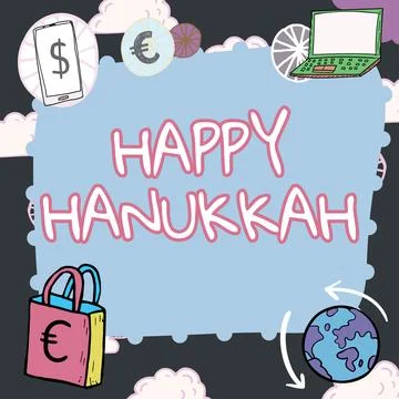 Text caption presenting Happy Hanukkah, Internet Concept a day related with s Stock Illustration