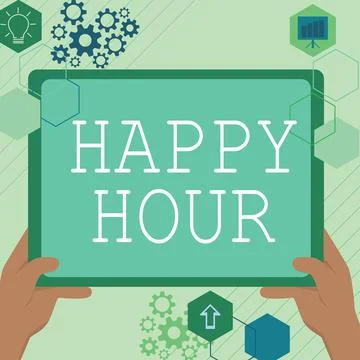 Text caption presenting Happy Hour. Business showcase Spending time for Stock Illustration