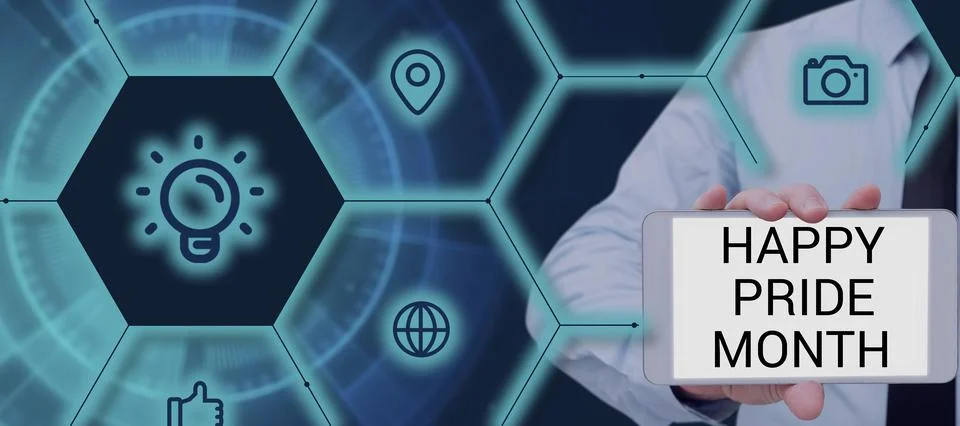 Text caption presenting Happy Pride Month. Conceptual photo period of feeling Stock Photos