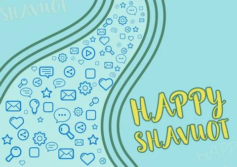 Text caption presenting Happy Shavuot. Concept meaning Jewish holiday 스톡 일러스트