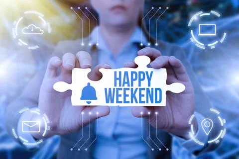 Text caption presenting Happy Weekend. Business concept something nice has Stock Photos
