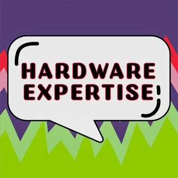 Text caption presenting Hardware Expertise. Business approach machines and other 库存插图