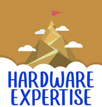 Text caption presenting Hardware Expertise. Business overview machines and other 库存插图