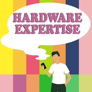 Text caption presenting Hardware Expertise. Conceptual photo machines and other イラスト素材