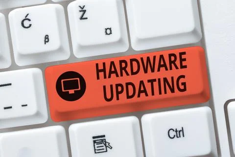 Text caption presenting Hardware Updating. Internet Concept process of replacing Stock Photos