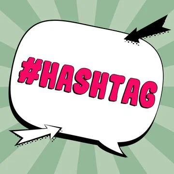 Text caption presenting Hashtag. Concept meaning Internet tag for social media Stock-Illustration