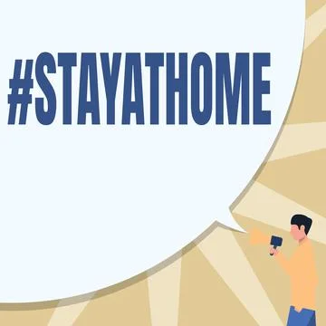 Text caption presenting Hashtag Stay at home. Business overview a trending label Stock Illustration