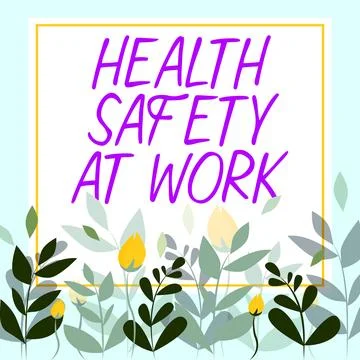 Text caption presenting Health And Safety At Work. Word Written on Secure Stock Illustration