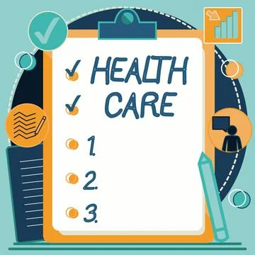 Text caption presenting Health Care. Internet Concept organized provision of Stock Illustration