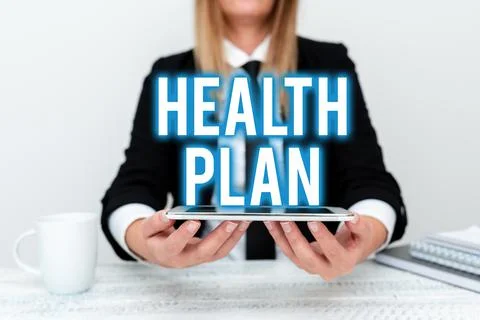 Text caption presenting Health Plan. Concept meaning type of insurance that Stock Photos