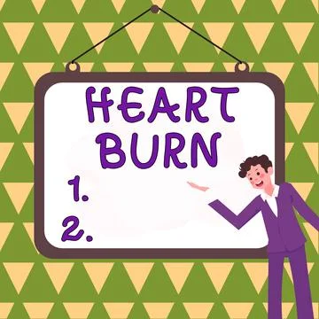 Text caption presenting Heart Burn. Conceptual photo a burning sensation or pain Ilustração Stock