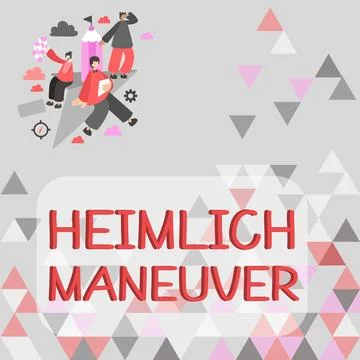 Text caption presenting Heimlich Maneuver. Concept meaning application of upward Stock Illustration