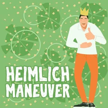 Text caption presenting Heimlich Maneuver. Word Written on application of upward Stock Illustration