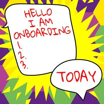 Text caption presenting Hello I Am Onboarding. Concept meaning Action Process of Illustrazione stock