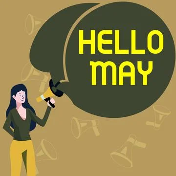 Text caption presenting Hello May. Business concept to address the fifth month Stock Illustration