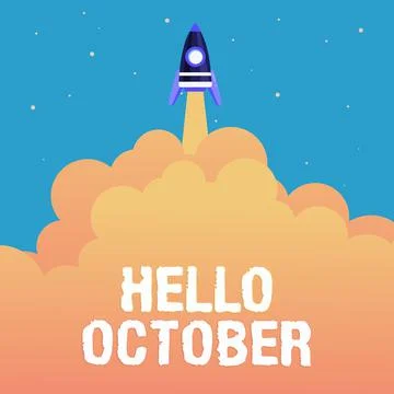 Text caption presenting Hello October. Business concept greeting used when Stock Illustration