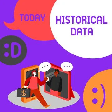 Text caption presenting Historical Data. Business approach collected data about Stock Illustration