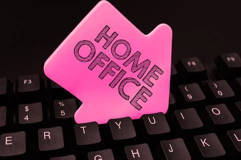 Text caption presenting Home Office. Business concept space designated in a Stock Photos