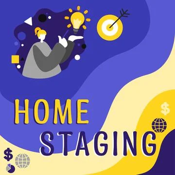 Text caption presenting Home Staging. Business overview preparation of a private Stock Illustration