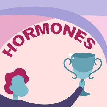 Text caption presenting Hormones. Business idea regulatory substance produced in Stock Illustration