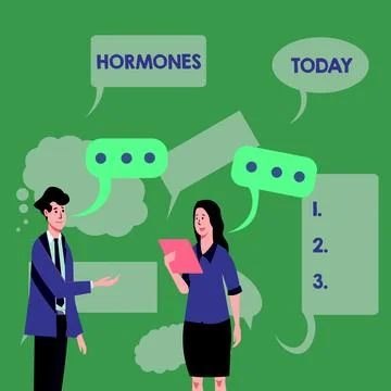 Text caption presenting Hormones. Business idea regulatory substance produced in Stock Illustration