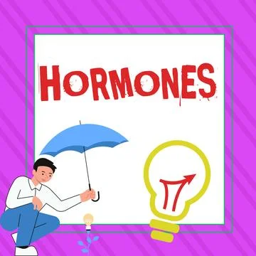 Text caption presenting Hormones. Word Written on regulatory substance produced Stock Illustration