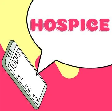 Text caption presenting Hospice. Concept meaning focuses on the palliation of a Stock Illustration