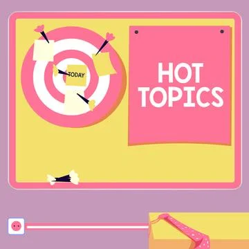 Text caption presenting Hot Topics. Internet Concept subject that a lot of Ilustração Stock