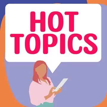 Text caption presenting Hot Topics. Business overview subject that a lot of Ilustração Stock