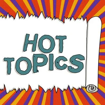 Text caption presenting Hot Topics. Business concept subject that a lot of Ilustração Stock