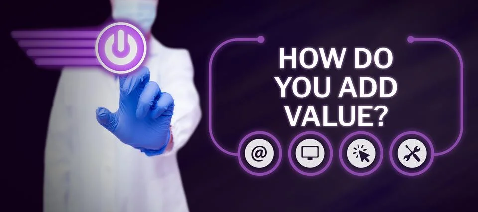 Text caption presenting How Do You Add Value. Concept meaning Bring business 写真素材