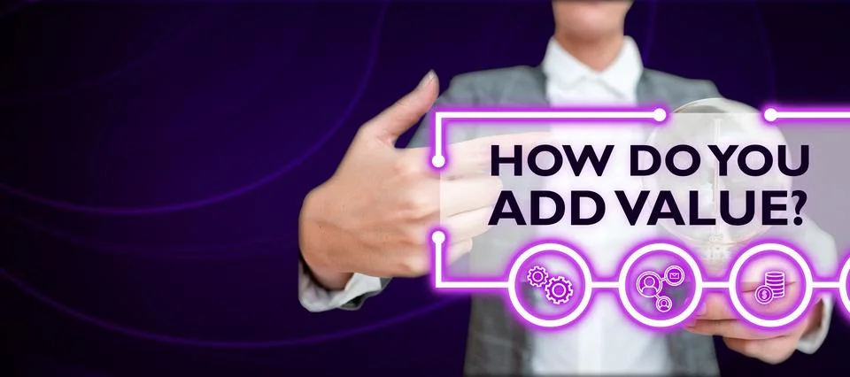 Text caption presenting How Do You Add Value. Business overview Bring business Stock Photos