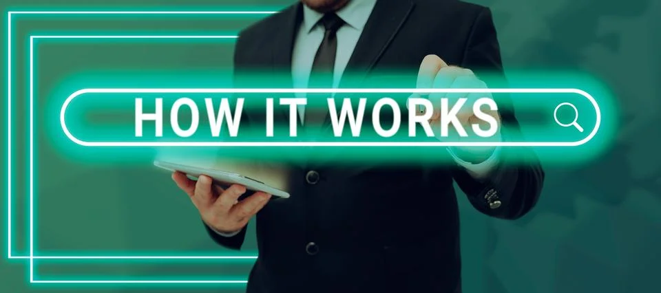 Text caption presenting How It Works. Word Written on Used to asked about on Stock Photos