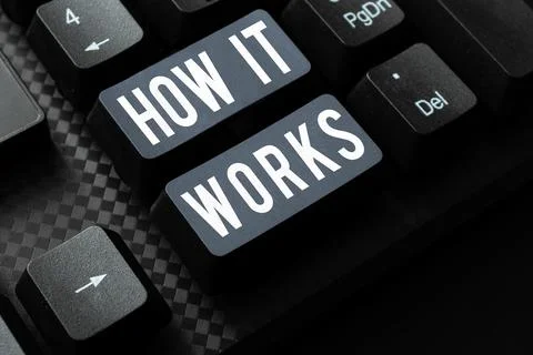Text caption presenting How It Works. Business concept Used to asked about on Stock Photos