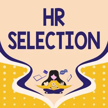 Text caption presenting Hr Selection. Word for Process and approached by human Stock Illustration