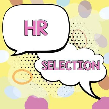 Text caption presenting Hr Selection. Word for Process and approached by human Stock Illustration