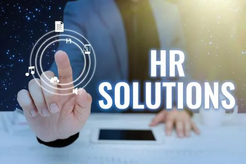 Text caption presenting Hr Solutions. Conceptual photo Outsourced Human Stock Photos