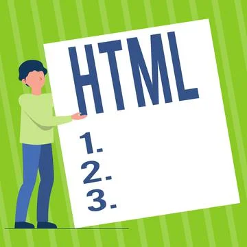 Text caption presenting Html. Conceptual photo the lingua franca for publishing Stock Illustration