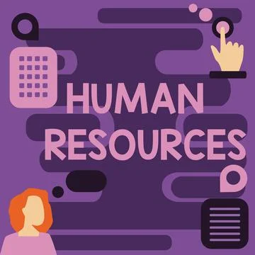 Text caption presenting Human Resources. Word for The showing who make up the Illustrazione stock