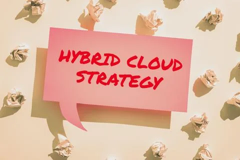Text caption presenting Hybrid Cloud Strategy. Business approach Cloud computing 스톡 사진