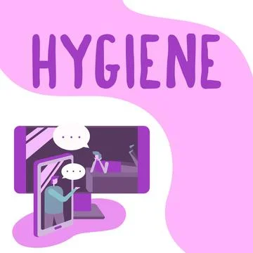 Text caption presenting Hygiene. Conceptual photo study of science of the Stock Illustration